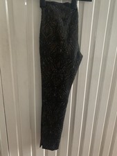 Brand New Next Tailored Skinny Trousers.  Grey With Embossed Gold Thread. Size 8