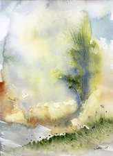Original Watercolor Painting, Abstract landscape by Vasil Vasilev
