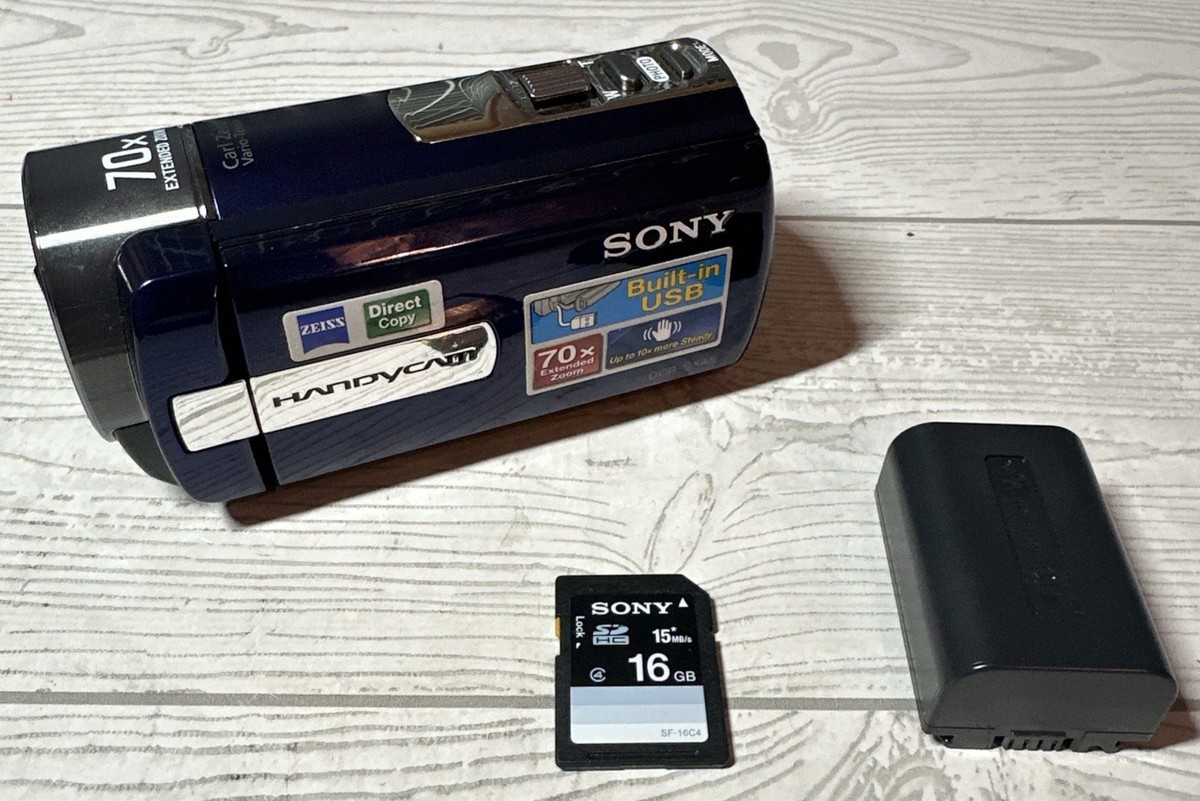 Sony DCR-SX45 Standard Definition Camcorder (Blue) W/ 16 GB SD