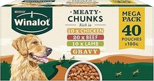 WINALOT Meaty Chunks Mixed in Gravy Wet Dog Food Pouches 40x100g 4.04 per kilo