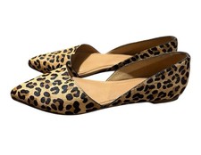 J.Crew Zoe D'Orsay 7 Calf Hair Slip On Flats Pointed Toe Leopard Animal Print