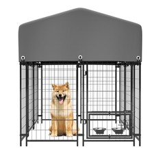 4.23x5.82x4.83ft Outdoor Dog Kennel w/ Roof, Double Lock & Rotating Feeder