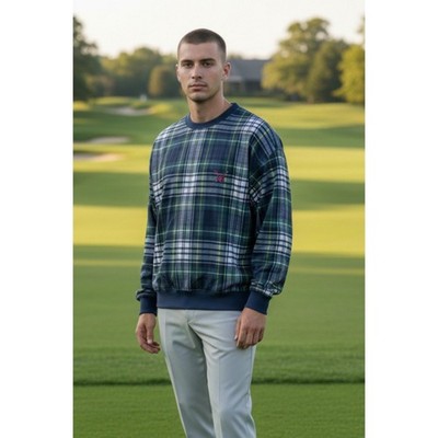 Bugle Boy Classics Mens Plaid Long Sleeve Crew Neck Pullover Sweatshirt M