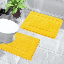 Light Grey 2 PCS Bathroom Rug Set 24x16 24x20 Inch Soft Microfiber Mats