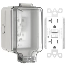20A GFCI Outdoor Electrical Outlet Box, IP66 Waterproof & Lockable Enclosure,...