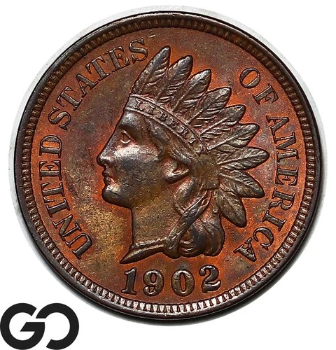 1902 Indian Head Cent Penny, Nice Original Gem BU++