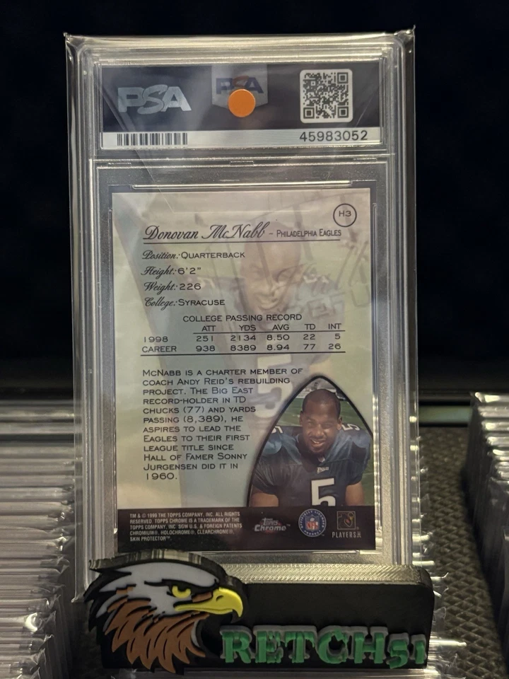 1999 Topps Chrome - Hall Hopefuls Donovan McNabb #H3 (RC) - Image 2 of 2