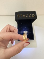 Bridal wedding ring set sterling silver stainless steel gold rings US 7 UK N