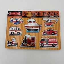 Melissa and Doug Wooden Sound Puzzle Vehicles Working
