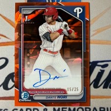 Dante Nori 2024 Bowman Chrome Sapphire #CPA-DN Orange Auto /25 Phillies Italy