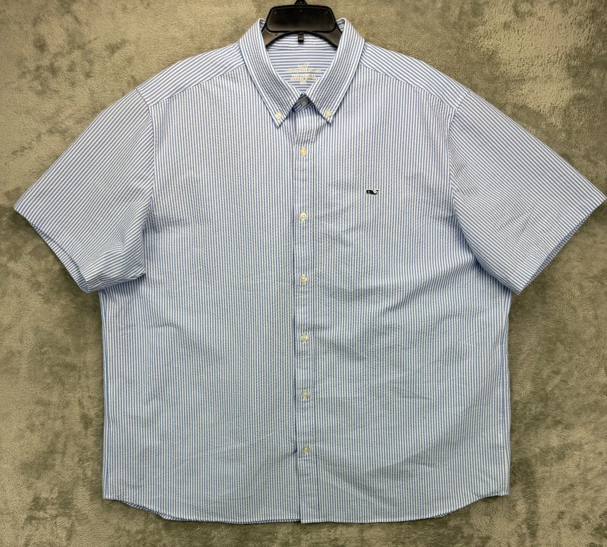 Vineyard Vines Performance Seersucker Shirt XXL Blue Short Sleeve Button Up