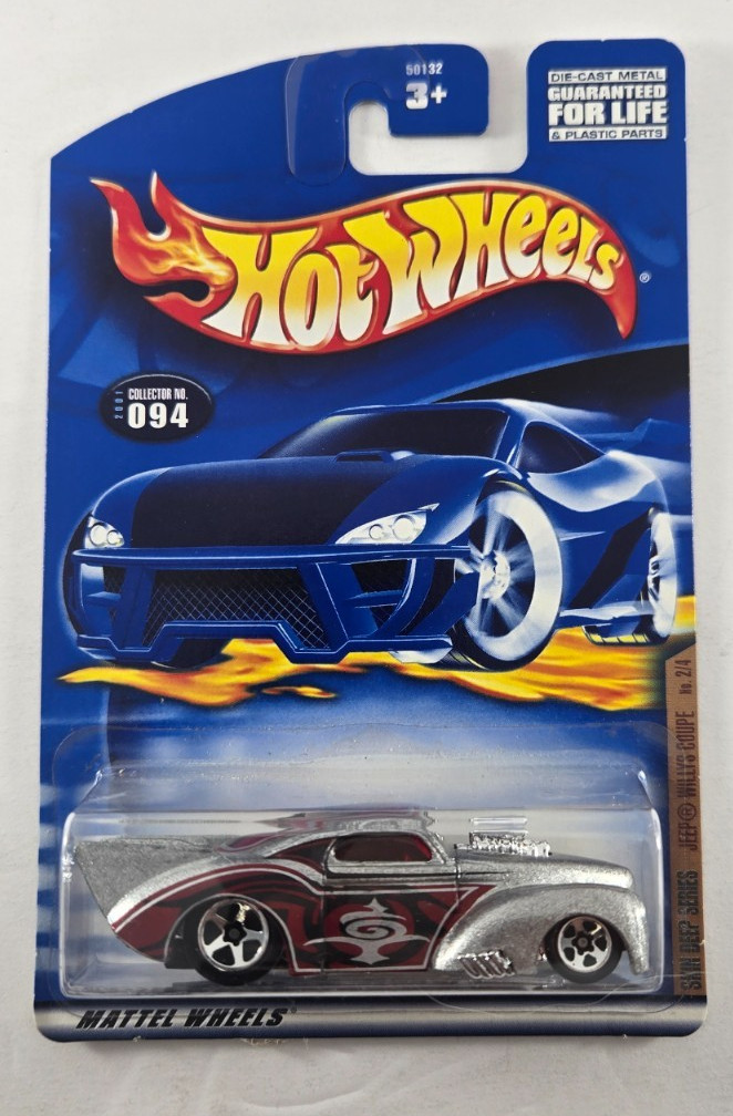 HOT WHEELS 2001 Jeep Willys Coupe 2/4, Silver, Skin Deep, #094