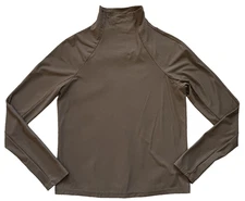 CALIA Perforated Brown Long Sleeve Mock Neck Pullover Top Shirt Womens M