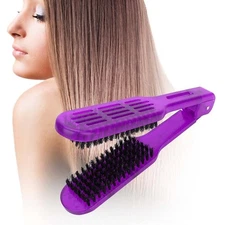 Double Sided Hair Straightening Brush V-Shape Bristle Detangler for Reducing ...