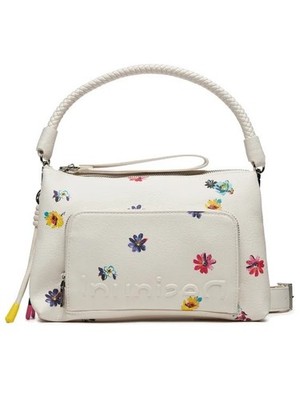 Desigual Fresia Dortmund white floral women's medium PU leather bag- NWT