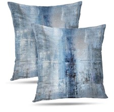 Blue and Grey Abstract Art Artwork Pillow Cover Gallery Modern 18x18 In 2