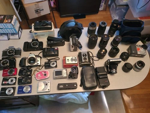 Huge Untested Camera Lot Digital And Film Sony, Pentax, Minolta etc. See Photos  - product listing photo