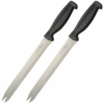 2 Pc Carving Knife Fork Tip 12.5'' Sharp Surgical Stainless Steel Forked Serrated
