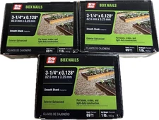 3 Pk Grip Rite 69 Ct Box Nails 3-1/4"x0.128" Smooth Shank Galvanized