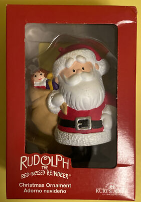 Kurt Adler Rudolph The Red Nose Reindeer Christmas Ornament Santa With Toys