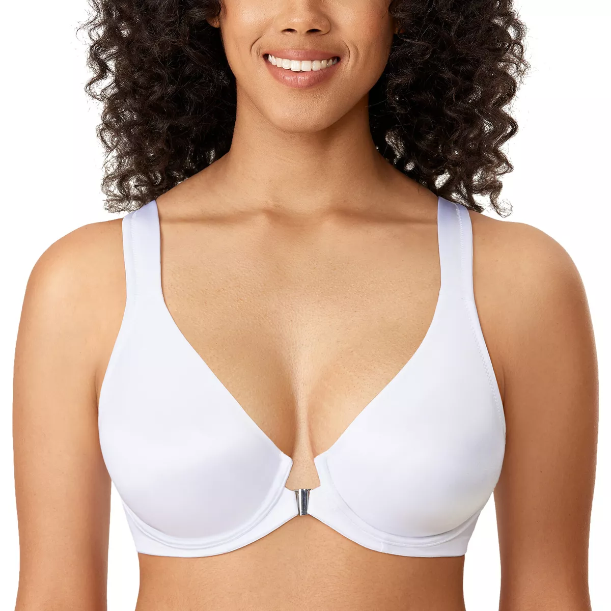 DELIMIRA Women's Front Closure Racerback Bra Seamless Underwire