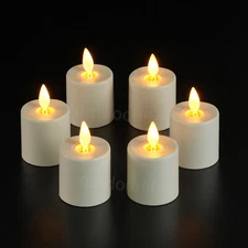 LED Flameless Rechargeable Tea Lights Candles with Moving Flame Remote Timer