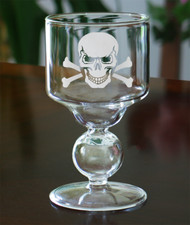 SKULL ETCHED BUBBLE RESERVOIR ABSINTHE GLASS - (Set Available)