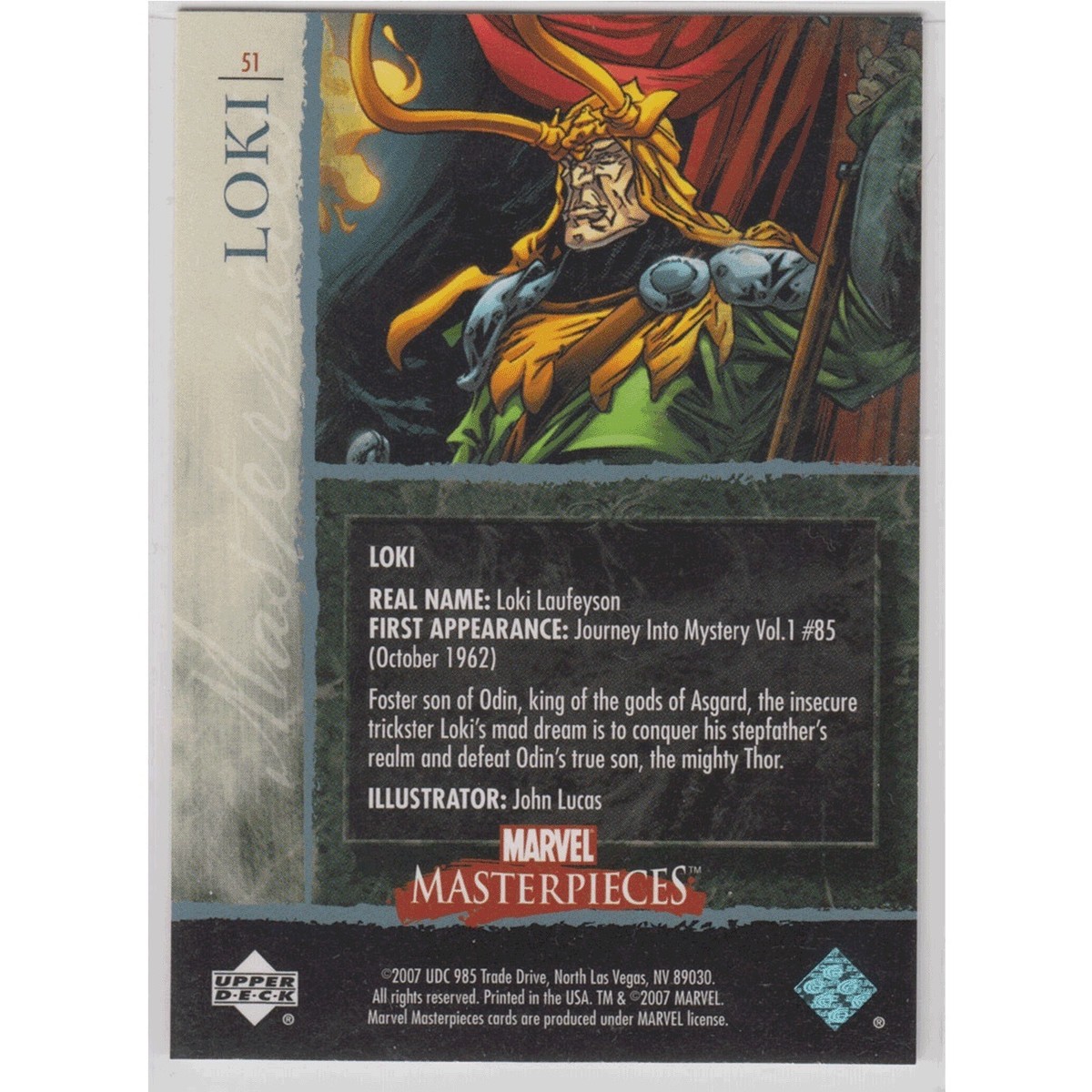 Marvel Masterpieces Gold Border Foil Trading Card Loki 51 | eBay