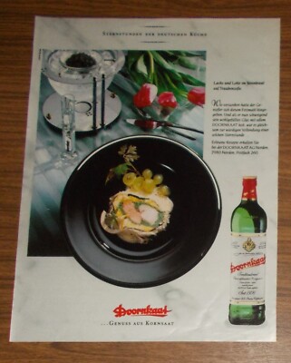 Rare Advertising DOORNKAAT - Salmon and Lotte in Weikrauf on Grape Sauce 1990