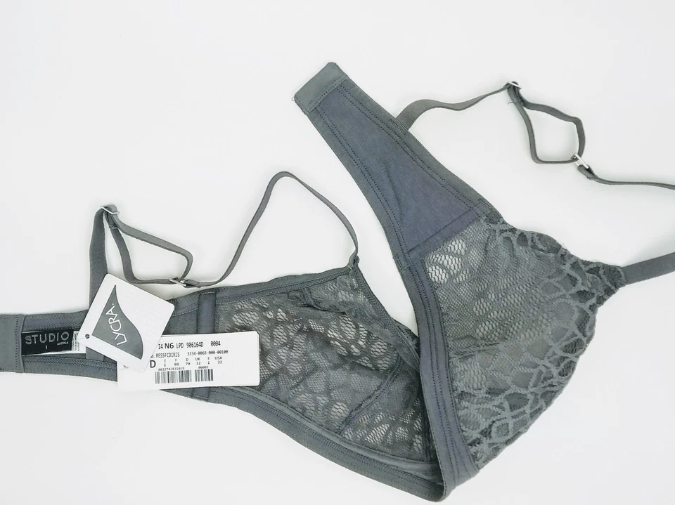 LA PERLA Studio NUEVO CON ETIQUETAS Gris Encaje Copa Suave Demi Sujetador Diseño Geométrico Libre de Alambres Foto 4 de 4