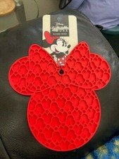 Disney Kitchen Minnie Mouse Red Head Trivet Silicone New  