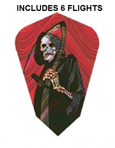 Darts Fat Cat Tungzite 20 gram Steel Tip Dart Set W/ 2D/3D Grim Reaper Flights - Picture 2 of 5