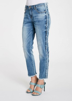 Jeans girlfriend in denim GAUDI' jeans donna applicazioni borchie denim  nuovo | eBay