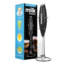 Milk Frother Handheld Battery Operated Whisk Foam Maker For Coffee With Stand