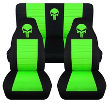 Frontrear Car Seat Covers Black-lime Green Wpunisher Fits Wrangler Yj Tj Lj