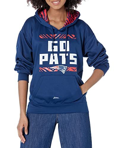 Женская толстовка Zubaz NFL New England Patriots однотонного командного цвета с капюшоном и деталями в виде зебры