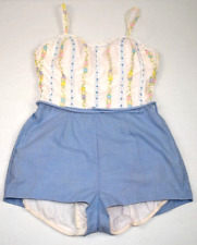 Swimsuit VTG Jantzen Size 16 S/M 60s 2Tone Colorful Daisies Lace Romper Playsuit