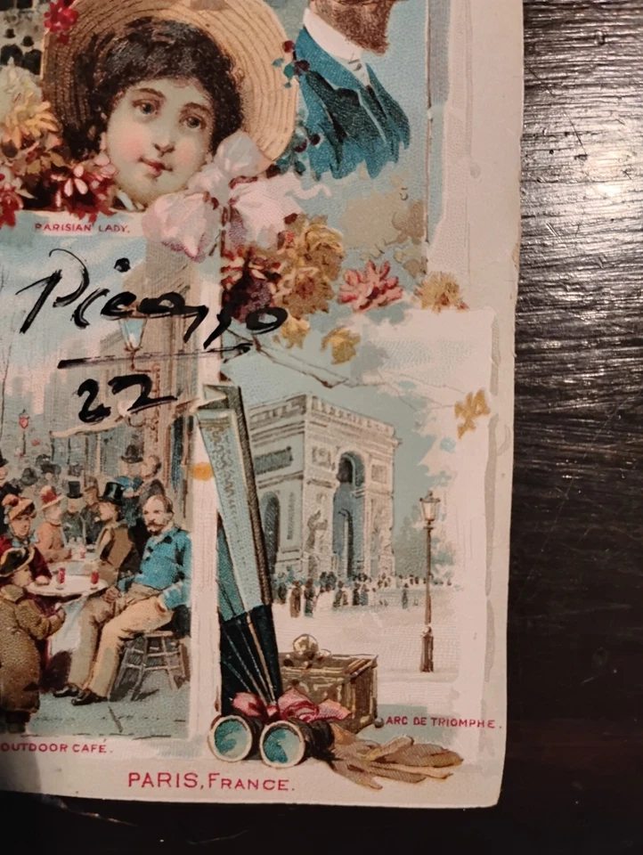 Cartão assinado por Pablo Picasso certificado de autenticidade incluído 1891 Arbuckle Coffee cartão comercial - Imagem 4 de 4