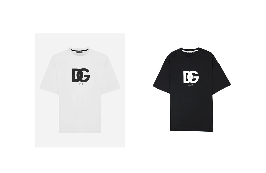 Dolce & Gabbana D&Gロゴ テープロゴ tシャツ Short-sleeved T-shirt with DG logo patch in Black for Men