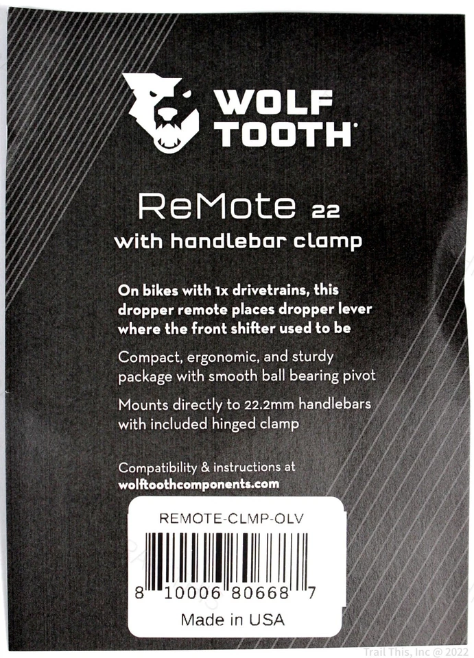 Palanca remota estándar Wolf Tooth 22,2 mm verde oliva para tija de sillín cuentagotas bicicleta  Foto 3 de 3