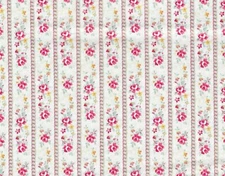 Roses Ticking Rose Flowers Coral Bronze 100% Cotton Fabric Floral 1 Yard BTY