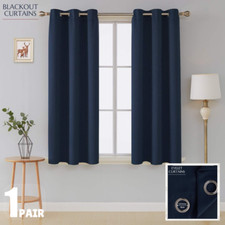 Thermal Blackout Curtains Eyelet Ring Top Ready Made Pair Energy Save +Tie Backs