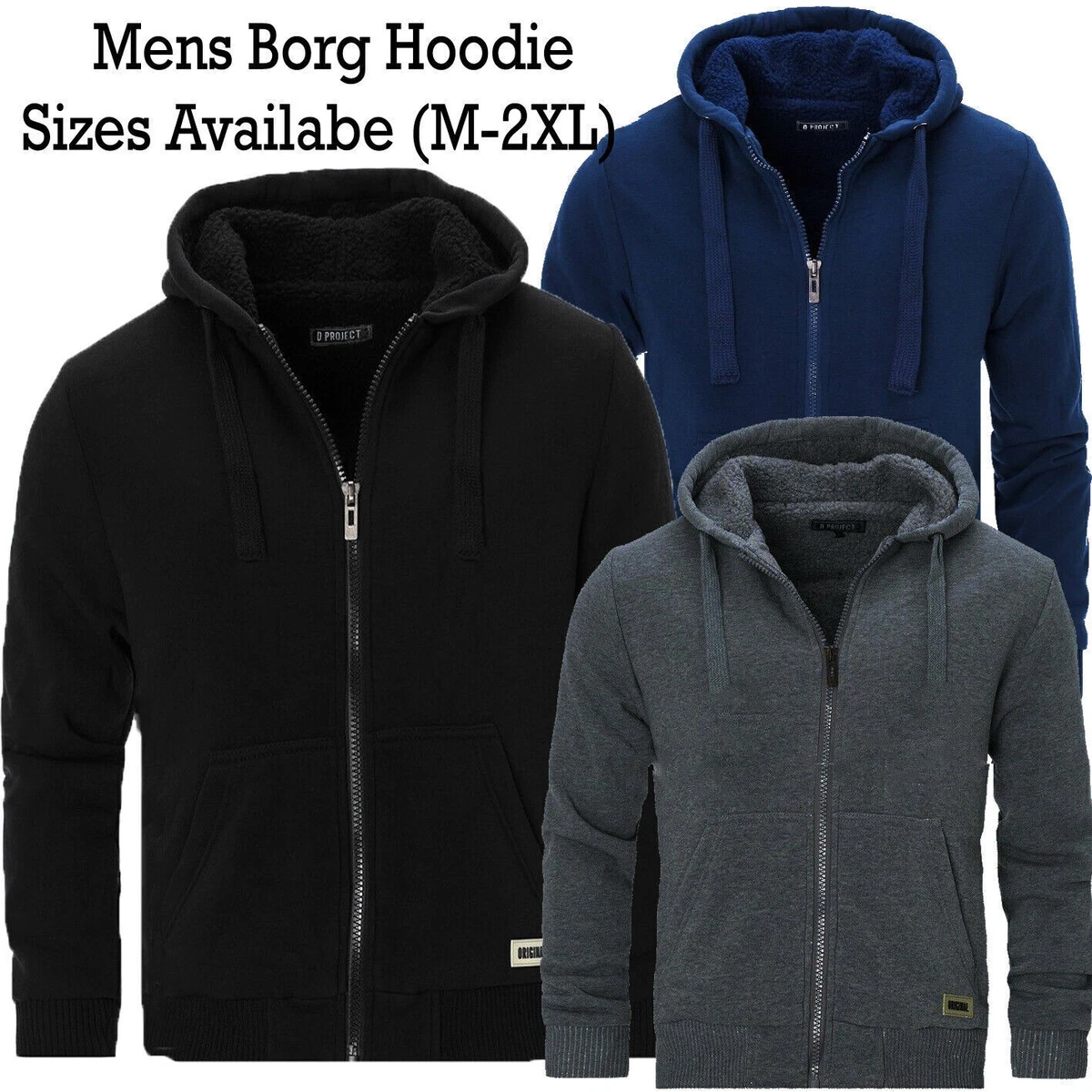 Borg fleece clearance hoodie mens