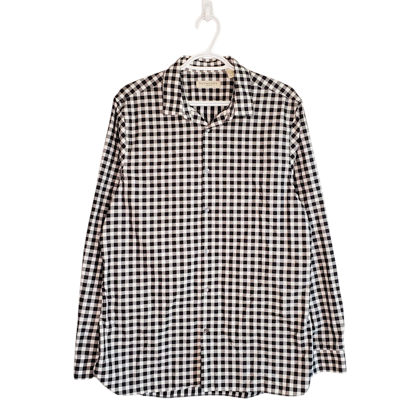 Burberry Nova Check black white plaid long sleeve Cave shirt size L