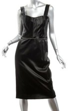 DOLCE & GABBANA Womens Black Satin Sleeveless Bustier Corset Dress US10 IT46