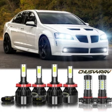 For Pontiac G8 2008-2009 white Combo 6PCS LED Headlight High Low Fog Light Bulbs