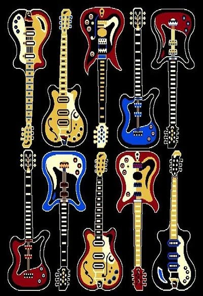 Alfombras temáticas musicales divertidas para dormitorio de niños alfombra contemporánea guitarra 5' x 7' Foto 2 de 4