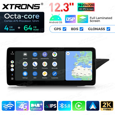 12.3'' Android 14 8-Core Car Stereo GPS Nav BT 4G CarPlay For Benz W176 X156 W463