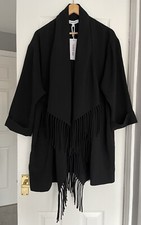 Elizabeth and James Black Fringed "Dolly" Coat - Size M/L