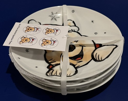DISNEY WINNIE THE POOH CERAMIC SET OF 4 APPETIZER PLATES - Picture 3 of 3